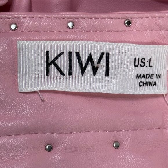 Kiwi Womens Pink Pleated Studded Skirt Faux Leather Mini Size L - Picture 10 of 14